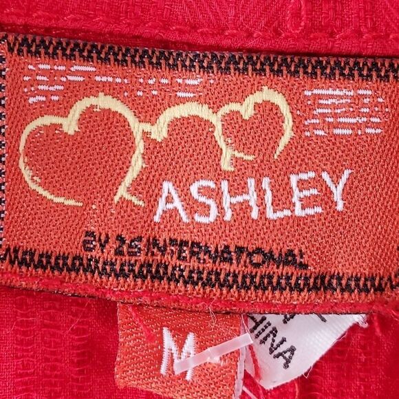 💜Ashley by 26 International Red Cropped Short Sleeve Blazer Medium - Picture 8 of 9